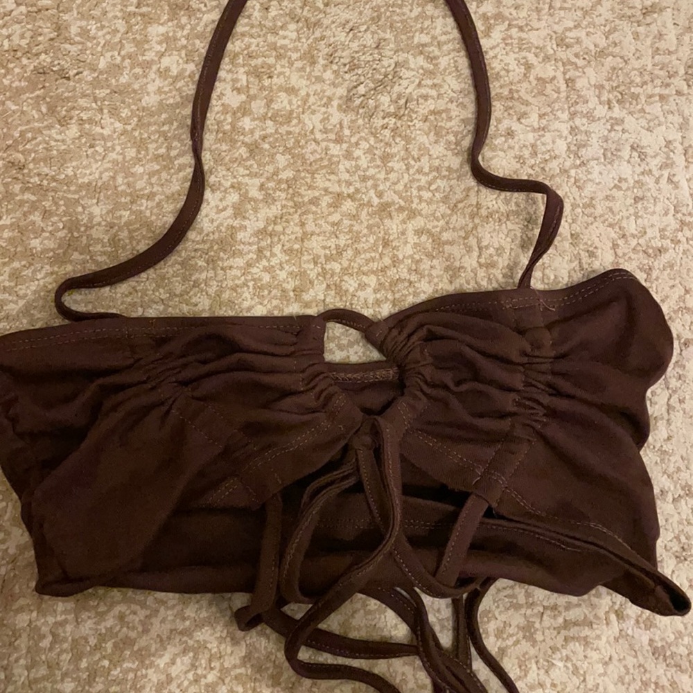 Brown tie Top